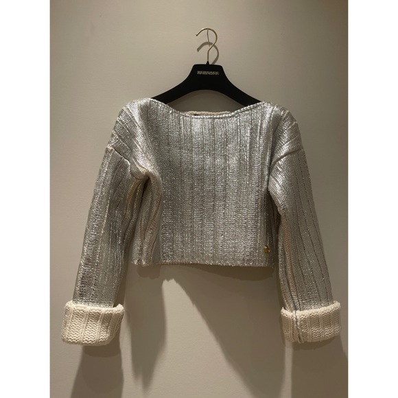 💥BRAND NEW💥 Balmain Silver Coated Knit Sweater - Picture 3 of 11